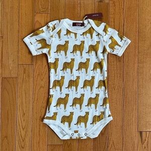 Milkbarn White and Gold Cheetah Print Bodysuit